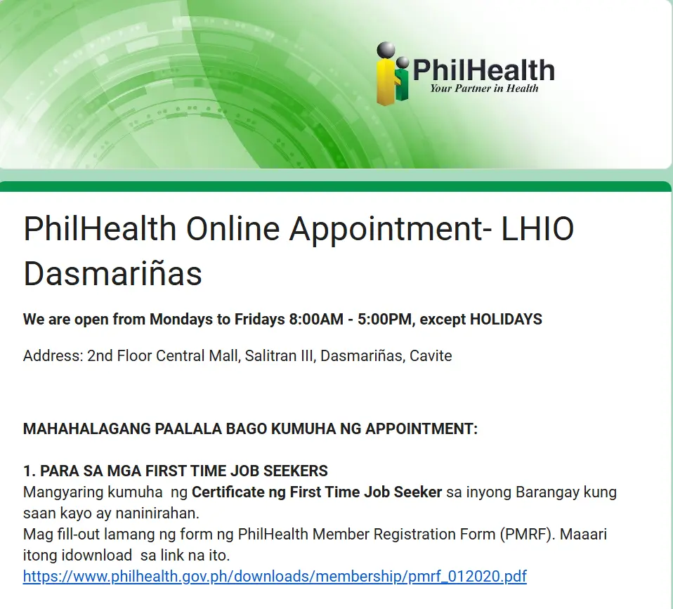 PhilHealth Online Appointment LHIO